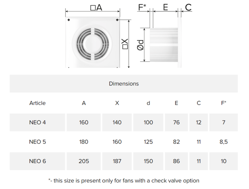 EXTRACTOR 10cm  (4") CON DAMPER - NEO 4 S C